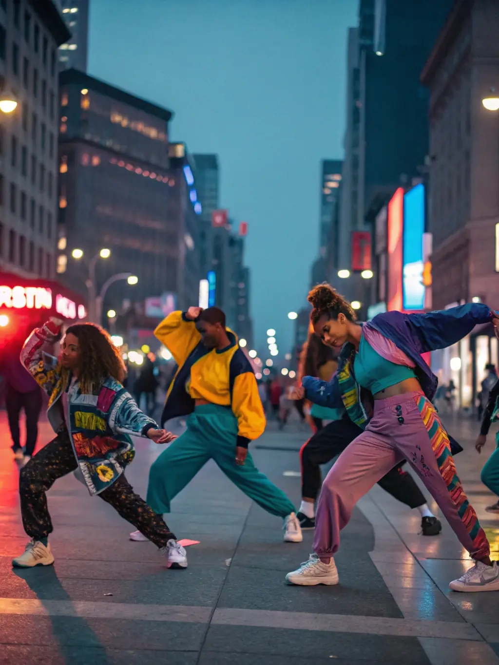 A visually appealing image of a dance troupe performing in a public square, supported by ASSOCIATION BLACK LABEL's logistical and promotional efforts.